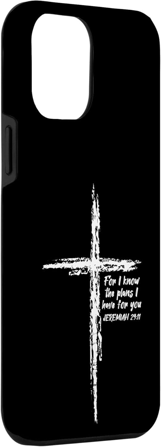 Funda de regalo cristiana para iPhone 13 Pro Max Cross I Know The Plans Verse Biblia Jesús Dios