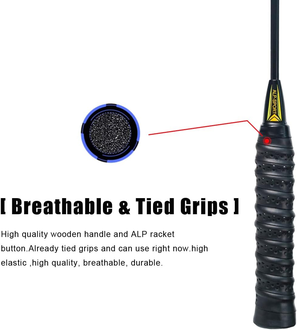 ALPSPORT YX – Raqueta de bádminton con diseño especial de agujero de viento, 4U G4, fibra de carbono, máximo 35 libras, con caja de regalo, raqueta