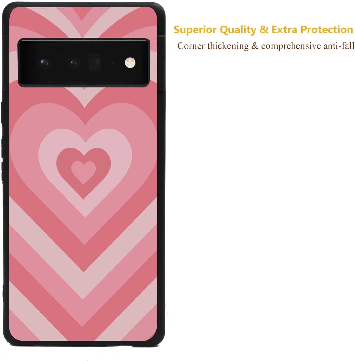 Funda diseñada para Google Pixel 6 Pro (2021), diseño de corazón rosa, café, latte remolino, San Valentín, diseñado para Google Case para mujeres y