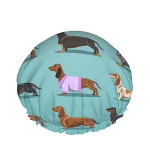 Swono Gorro de ducha para perro, bonito diseño de perro salchicha, impermeable, de doble capa, perfecto para todas las longitudes y grosores de Swono Gorro de ducha para perro, bonito diseño de perro salchicha, impermeable, de doble capa, perfecto para todas las longitudes y grosores de