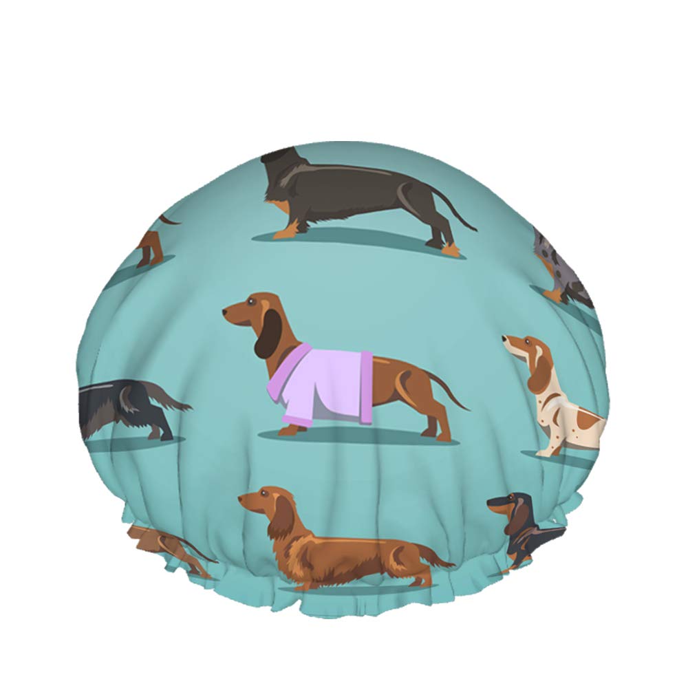 Swono Gorro de ducha para perro, bonito diseño de perro salchicha, impermeable, de doble capa, perfecto para todas las longitudes y grosores de
