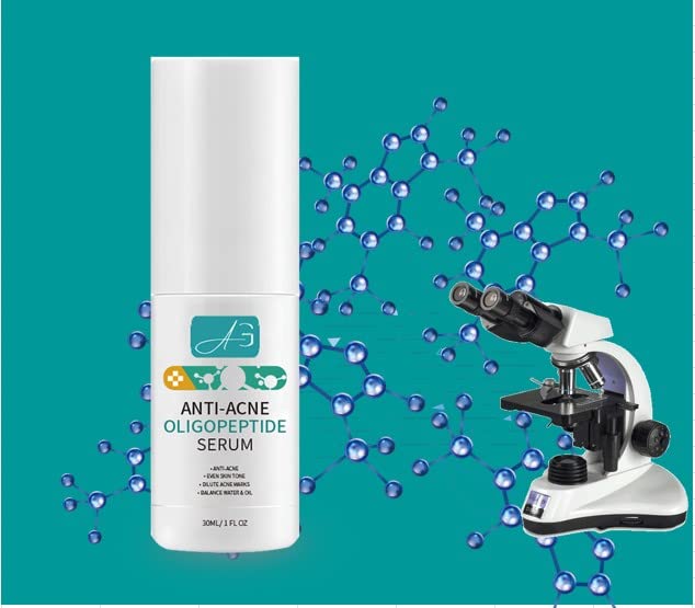Suero de oligopéptido anti-acné para reparación de barrera de piel de cuidado facial. Tratamiento para aclarar marcas y hoyos, estimulando la