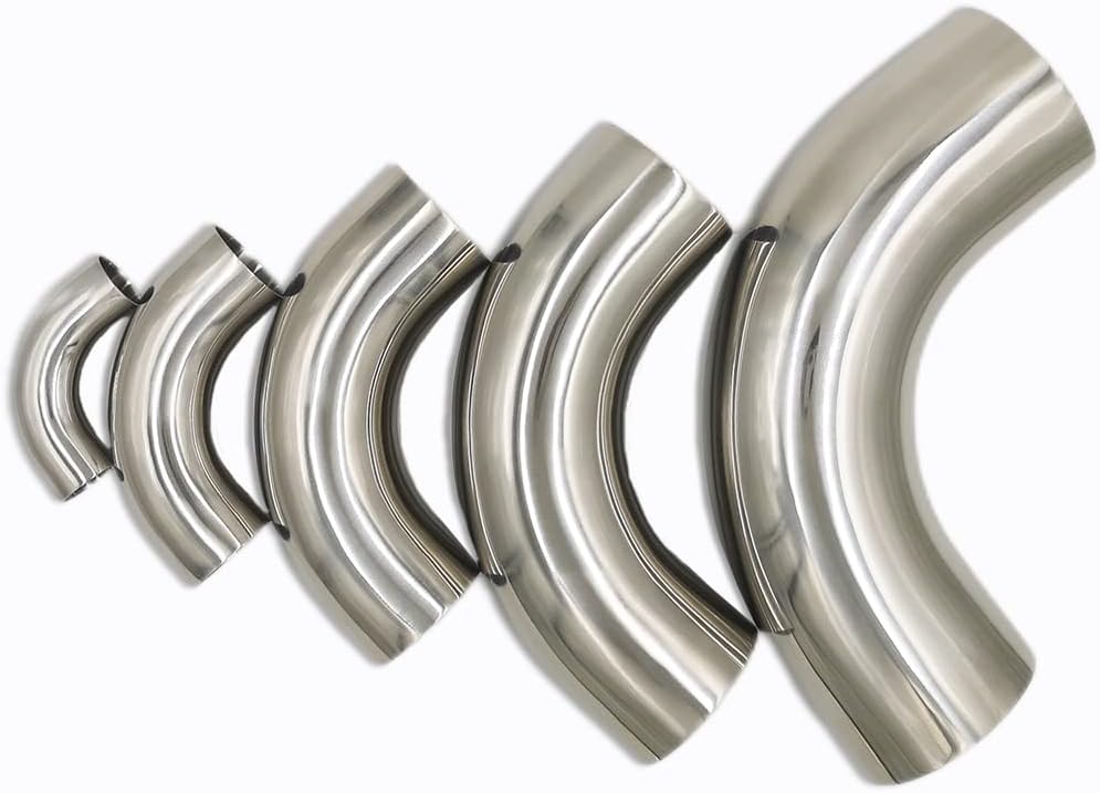 Codo de curva de escape 90 grados, grosor de pared de 16GA0.063 in, radio de curvatura 1.5D, acero inoxidable SS304 (3 pulgadas)