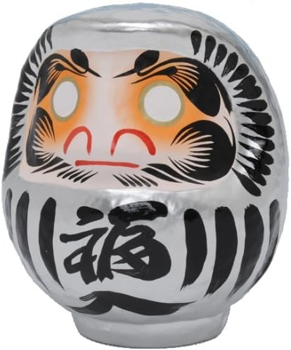 Muñeca Daruma hecha a mano en Takasaki, Japón #1 de 4.3 pulgadas, plata