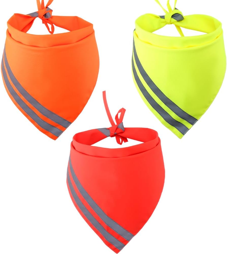 Bandana reflectante para perro, alta visibilidad, seguridad, reversible, triangular, baberos, bufanda, accesorios para caza, caminar