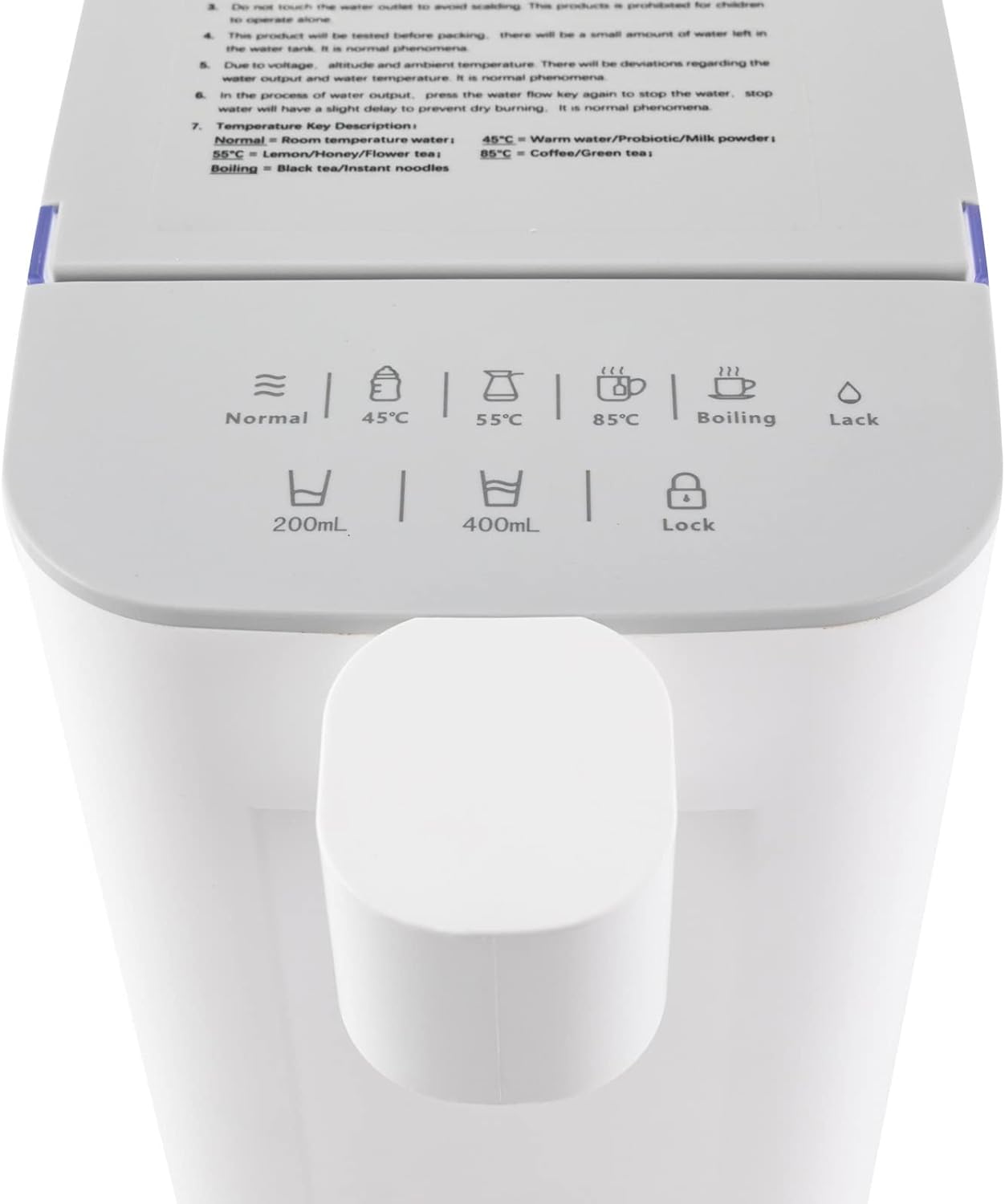 Dispensador de agua caliente instantáneo, hervidor eléctrico para encimera, calentamiento rápido con temperatura ajustable, dos niveles de agua, luz