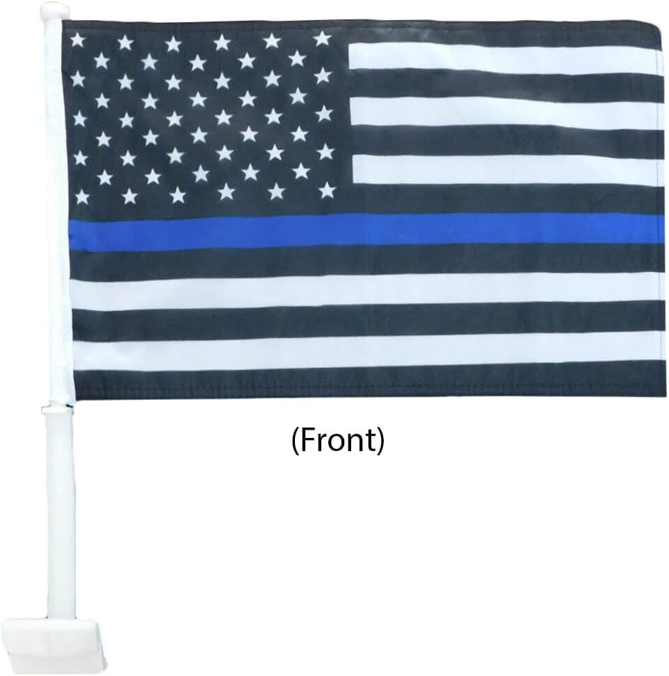 Premium 12 Pack 12×18 USA Thin Line Knitted 2-Sided 12″x18″ Car Flag FL8751 ()