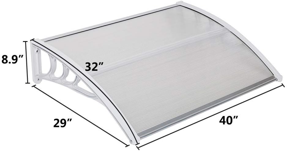 Toldo para ventana, toldo para puerta, 40 x 32 pulgadas, toldo para puerta delantera, toldo para patio al aire libre, protección UV, lluvia y nieve,