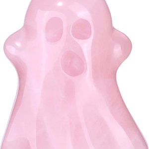 Jovivi Figura decorativa de fantasma de cristal de cuarzo rosa de 1.2 pulgadas tallada a mano, piedra curativa Reiki, escultura de estatua de Jovivi Figura decorativa de fantasma de cristal de cuarzo rosa de 1.2 pulgadas tallada a mano, piedra curativa Reiki, escultura de estatua de