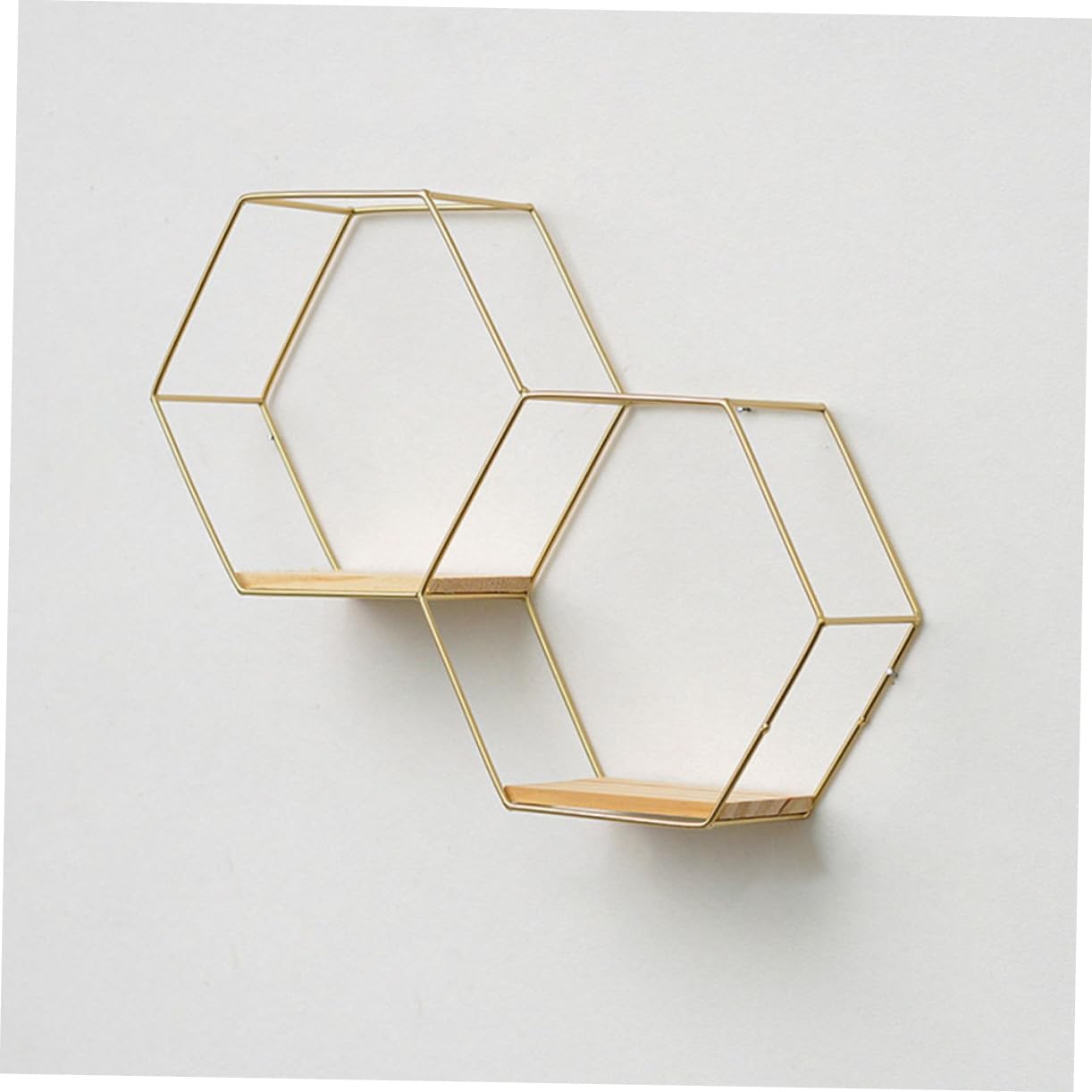 Cabilock Estante de pared para plantas pequeñas, soportes de metal para contenedores de madera, estantes de pared, decoración de alambre hexagonal,