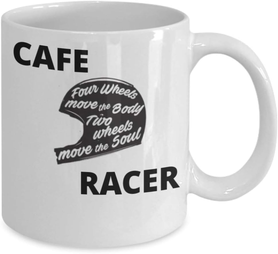 Taza de café con diseño de motociclista, 11onza, Blanco