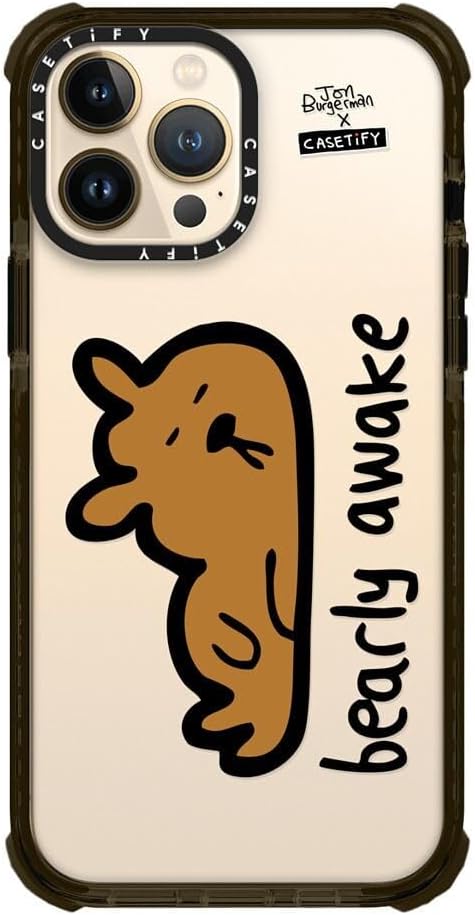 CASETiFY Funda Ultra Impact para iPhone 13 Pro Max – Bearly Awake – Negro transparente