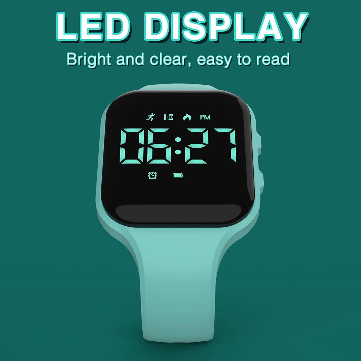 Reloj de seguimiento de actividad física sin Bluetooth, reloj podómetro digital, con conteo de pasos, distancia, calorías, cronómetro, despertador,