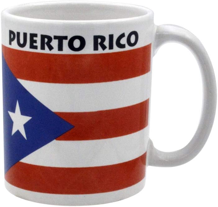 Taza de café con la bandera de Puerto Rico, regalos de recuerdo, recuerdos de cerámica de Puerto Rico, 11 onzas, sin BPA y aptas para microondas