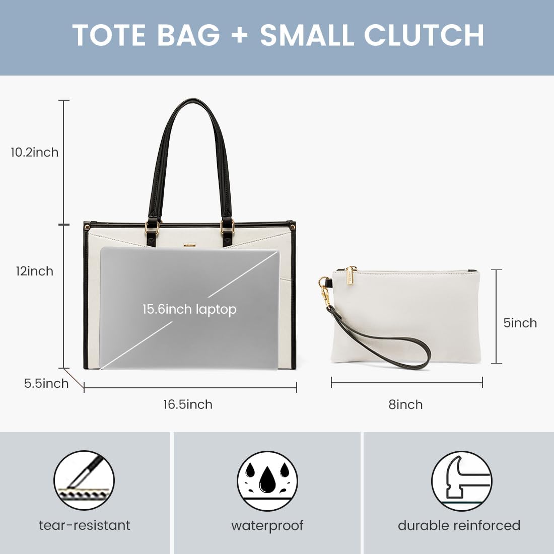 LOVEVOOK Laptop Bag for Women, 15.6 inch Laptop Tote Work Teacher Bags Cancas Computer Shoulder Bag 2pcs Set