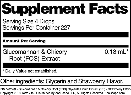 Terravita Extracto líquido de glicerita de glucomanano y raíz de achicoria (FOS) (15) – Sabor a fresa (1 oz, ZIN 522523)