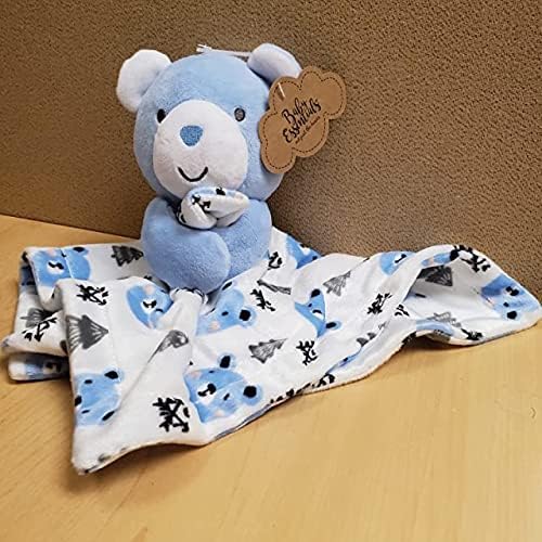 Minky – Manta para acurrucarse con animales para niños, bebés, niños, niñas, manta de seguridad neutra de género con animal de peluche (oso azul