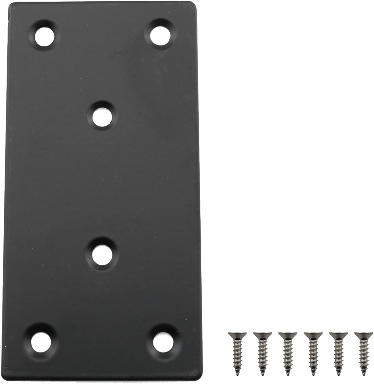 Mending Plates JCBIZ – 4 soportes de acero inoxidable negros de 3.937 x 1.969 in con tornillos, soporte plano para madera, estantes, muebles,