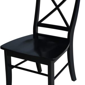 International Concepts – Juego de dos sillas de comedor con respaldo en X, color negro International Concepts – Juego de dos sillas de comedor con respaldo en X, color negro