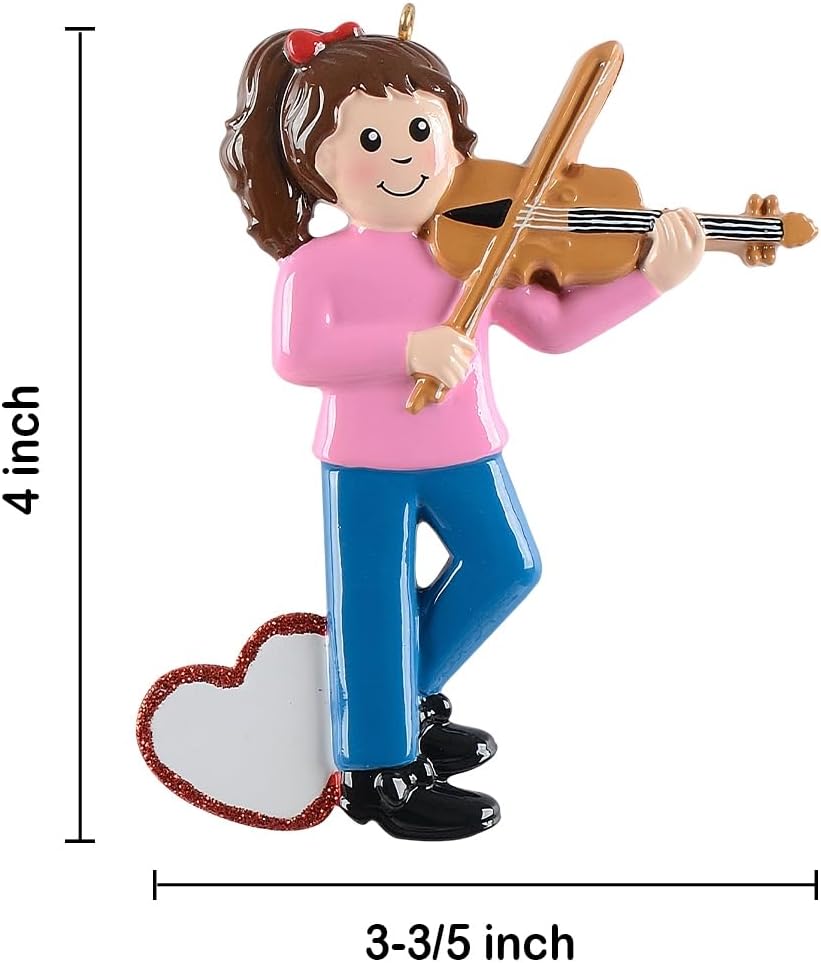Adornos de instrumentos personalizados, adorno de música personalizado para violín niña, adorno de árbol de Navidad personalizado, adornos de