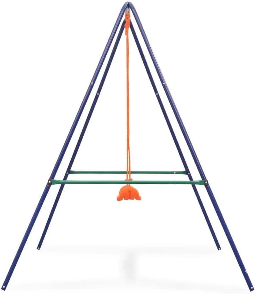 Loibinfen Juego de columpio individual 2 en 1 y columpio para niños pequeños a altos, juego de columpios con marco A para todo tipo de clima con