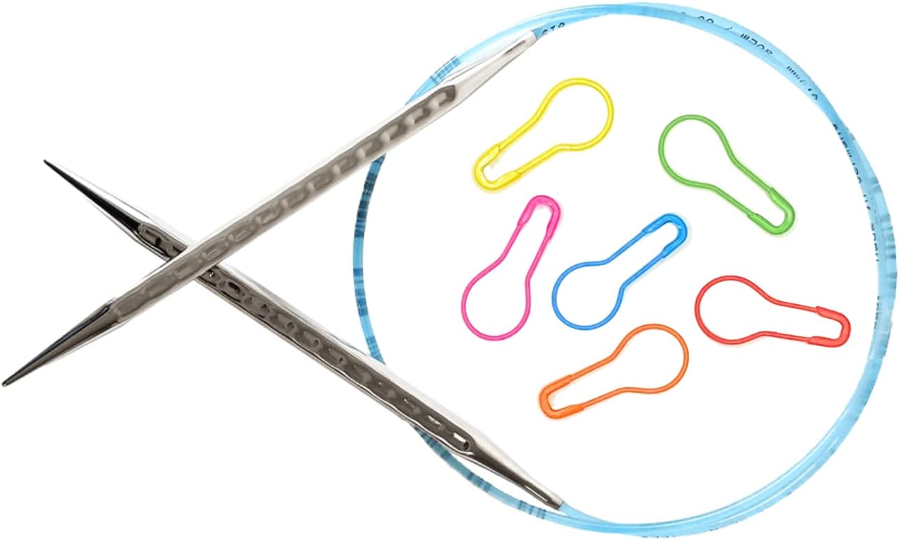 addi Skacel Rocket2 – Agujas de tejer (cuadradas) de 24 pulgadas con marcadores de puntada de la marca All Things Knitting (US 110.315 in)