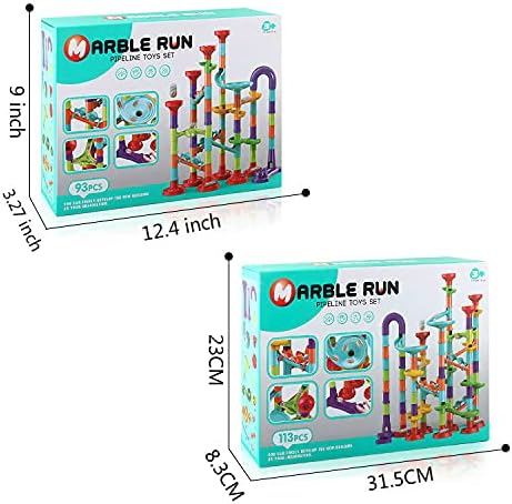 Fun Toys X 113 piezas Marble Run – Juego compacto de bloques de construcción, juguetes de aprendizaje STEM, juguete educativo de bloques de