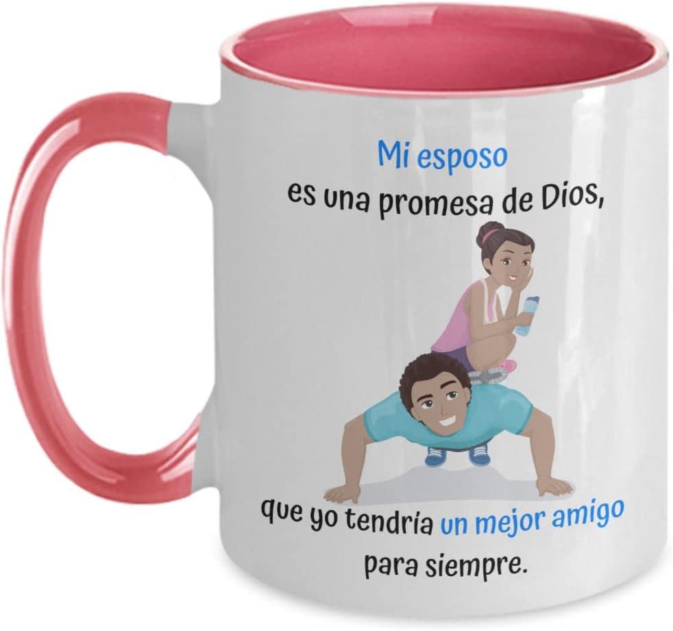 Taza 2 colores con mensaje de amor Taza de café para esposo Mi esposo es una promesa. Taza de dos tonos de 11 onzasRosa