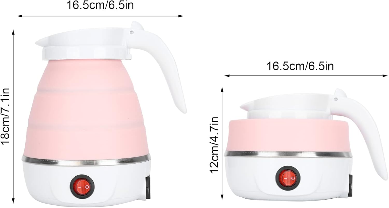 Hervidor eléctrico pequeño plegable portátil, hervidor de té eléctrico plegable de silicona para acampar, fácil de almacenar 400 W enchufe de EE.