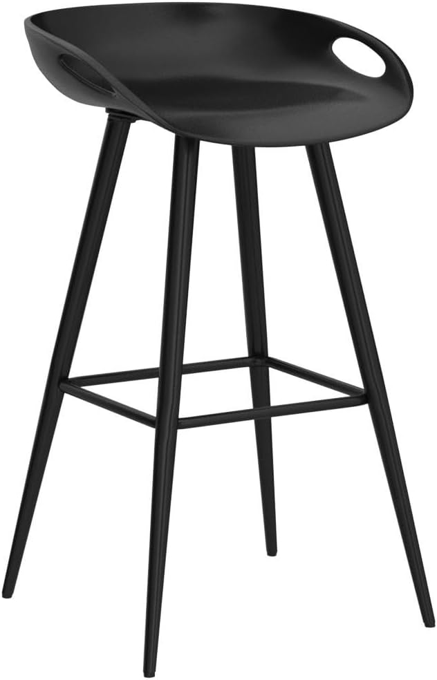 Set of 2 Bar Stools, 32.3-inch Simple Modern Style High Counter Stool with Low Backrest & Footrest & Metal Legs & PP Seat, Portable Barstools for