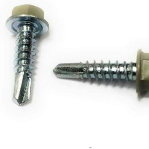 (50PK con 1 broca) #8 X 58″ Tornillo chapado en zinc autoperforante con cabeza pintada de arcilla (50PK con 1 broca) #8 X 58″ Tornillo chapado en zinc autoperforante con cabeza pintada de arcilla