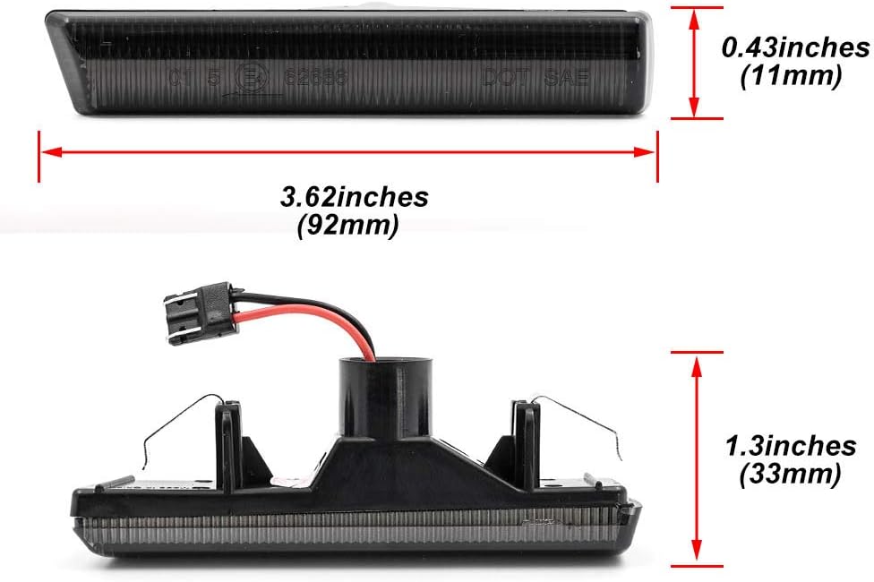 2 luces LED de marcador lateral ámbar para BMW Serie 3 E46 M3 CoupeConvertible, lente ahumada, reemplazo de lámpara de marcador lateral OEM, 2