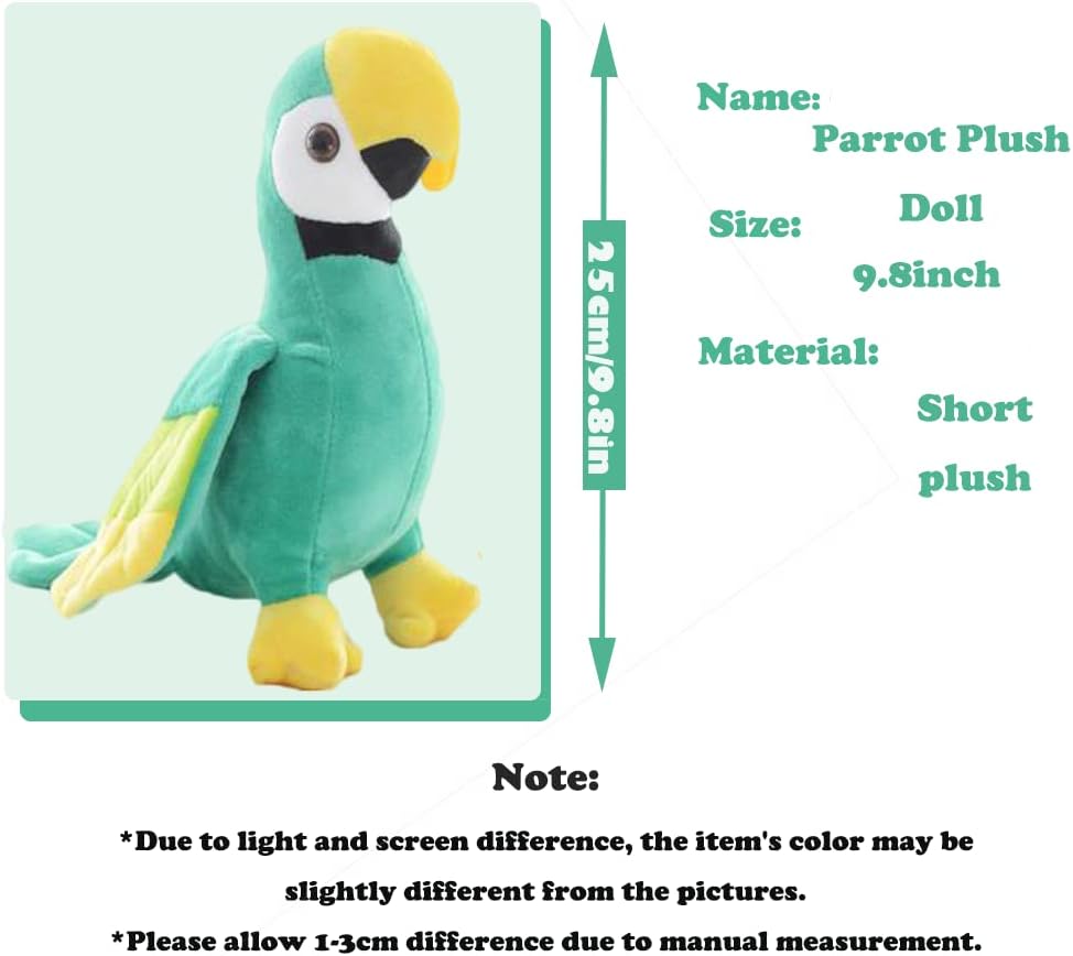 CHELEI2019 Peluche de loro de 9.8 pulgadas, suave pájaro de peluche, regalo para niños