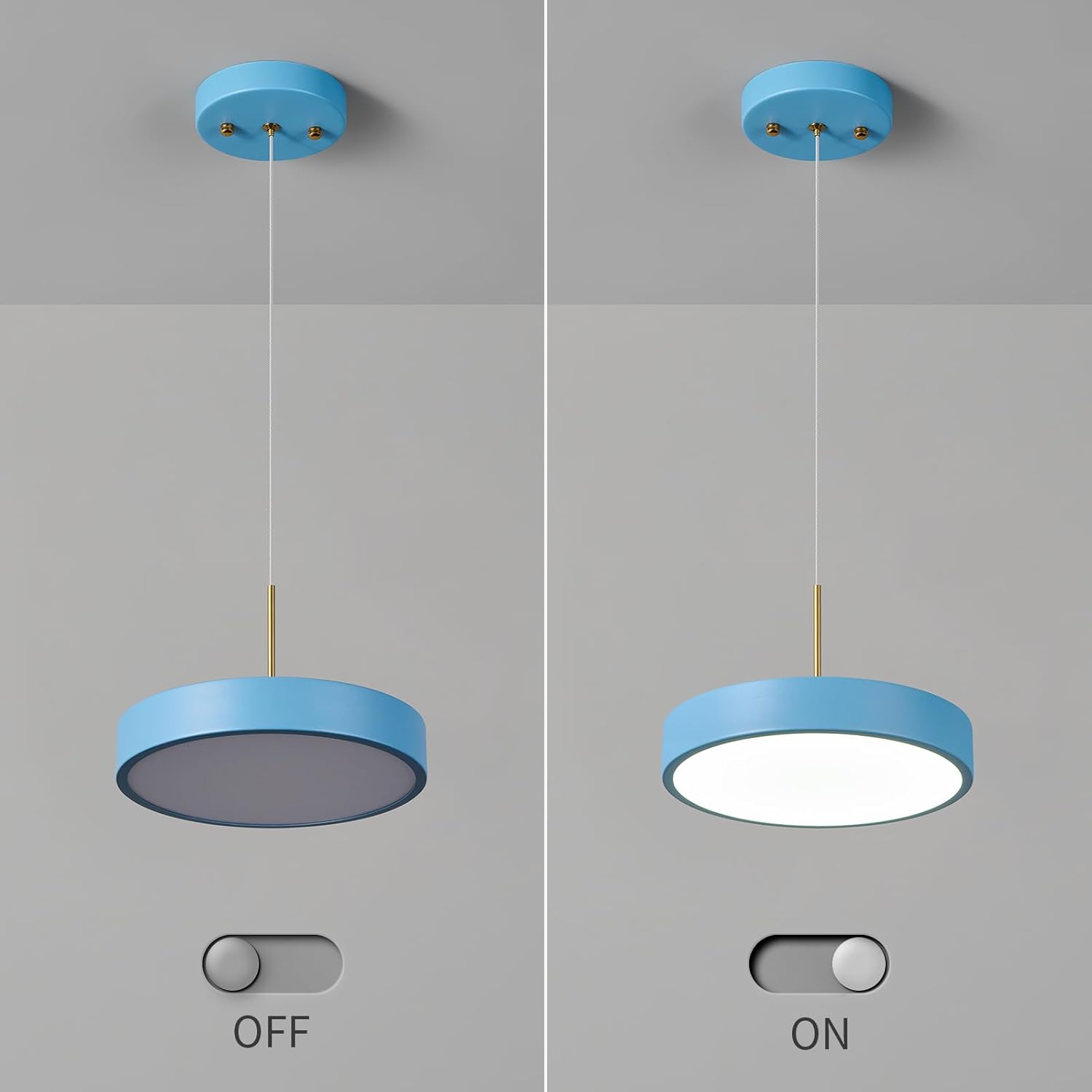 Lámpara colgante LED moderna de 9.05 pulgadas, lámpara colgante con forma acrílica azul regulable de 6000 K para comedor, cocina, isla y sala de