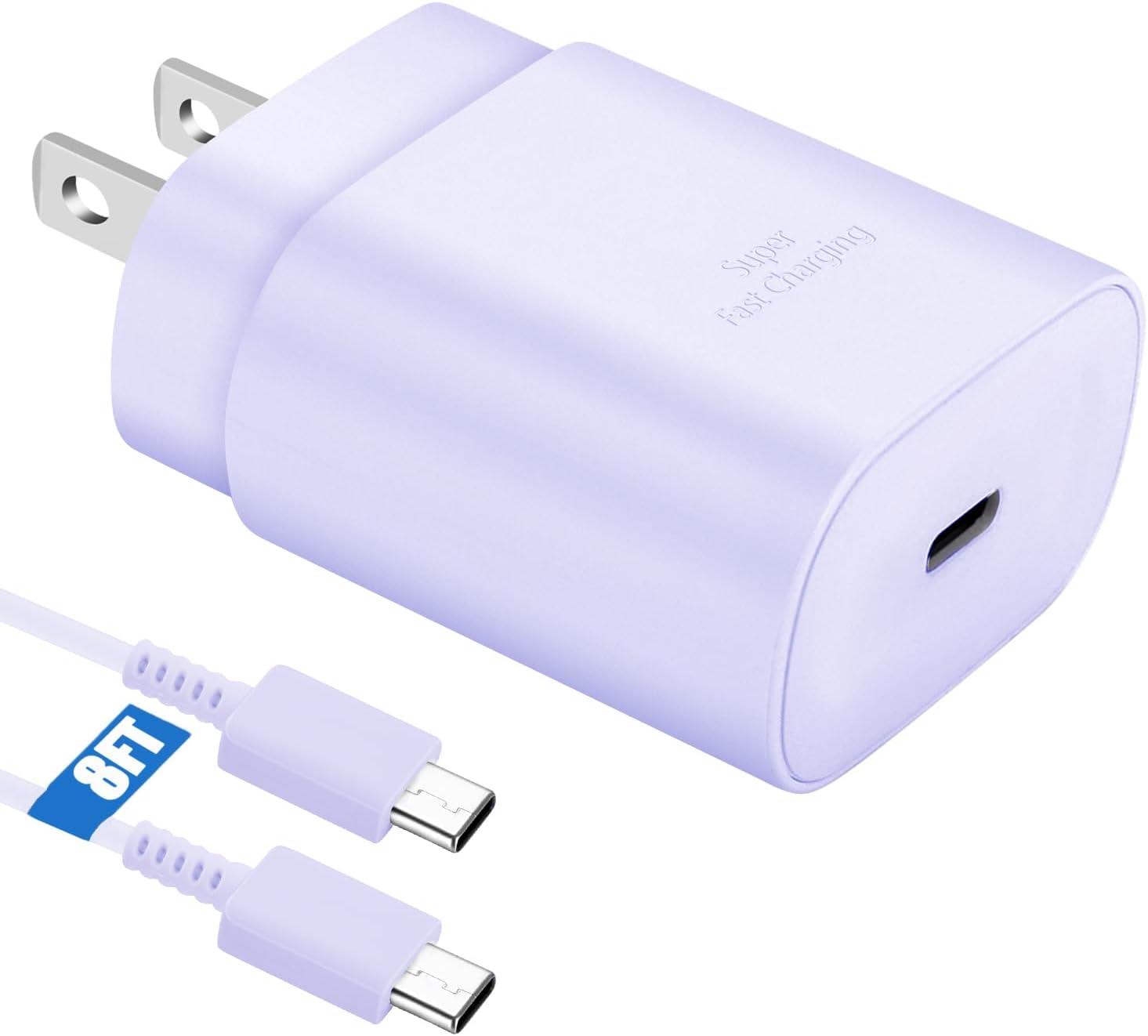 Cargador súper rápido tipo C, cargador de pared USB C de 25 W, bloque de carga rápida y cable de 8 pies para Samsung Galaxy S24 UltraS24S24+S23