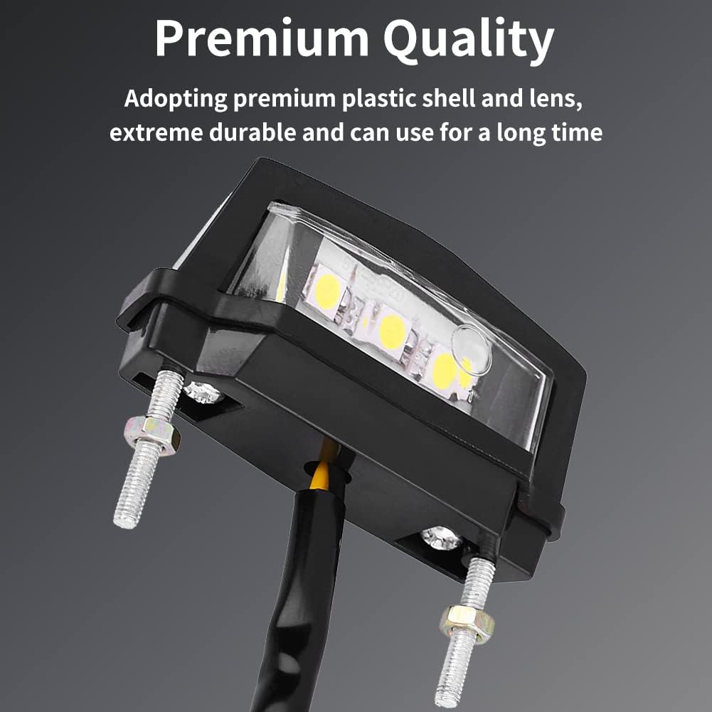 Luz de matrícula LED de 6k, 12 V, luz universal para placa de matrícula de motocicleta, luz LED trasera de freno trasero, lámpara de montaje de