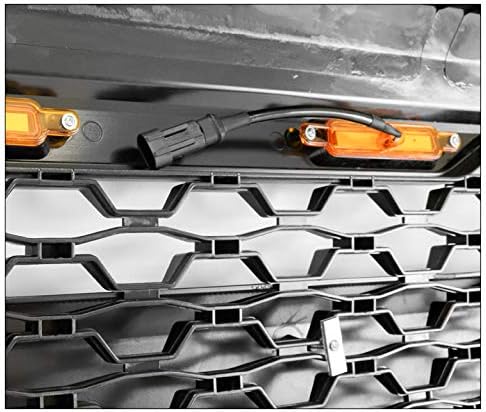 Parrilla de rejilla frontal superior del capó estilo de malla negro mate con luz de señal ámbar para Chevy Silverado 1500 2014-2015