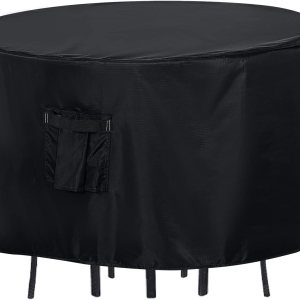ABCCANOPY Funda de mesa redonda para muebles de exterior, resistente al agua y al polvo, resistente al viento, resistente al desgarro, resistencia a ABCCANOPY Funda de mesa redonda para muebles de exterior, resistente al agua y al polvo, resistente al viento, resistente al desgarro, resistencia a