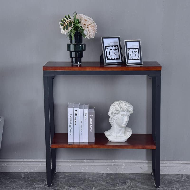 Mesa consola de 2 niveles, mesa angosta, estante de mesa lateral estrecho, estante independiente con estantes de almacenamiento para sala de estar,