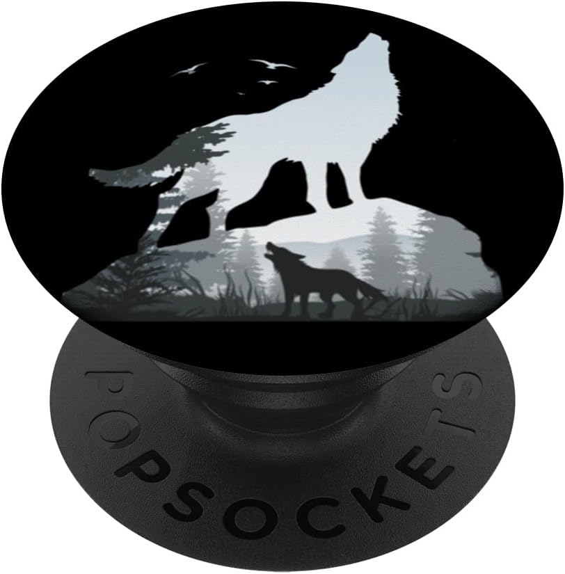 Wilderness Mountains Nature Howling Wild Animal Wolf PopSockets PopGrip agarre intercambiable para teléfonos y tabletas