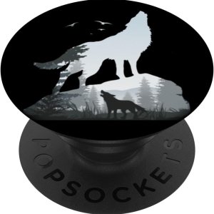 Wilderness Mountains Nature Howling Wild Animal Wolf PopSockets PopGrip agarre intercambiable para teléfonos y tabletas Wilderness Mountains Nature Howling Wild Animal Wolf PopSockets PopGrip agarre intercambiable para teléfonos y tabletas