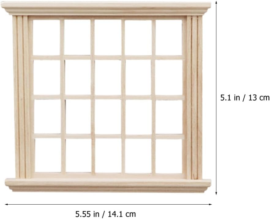 ibasenice Marco de ventana de casa de muñecas Marco de ventana miniatura de madera 1 12 Mini 20 paneles en blanco ventana de muñeca casa de muñecas