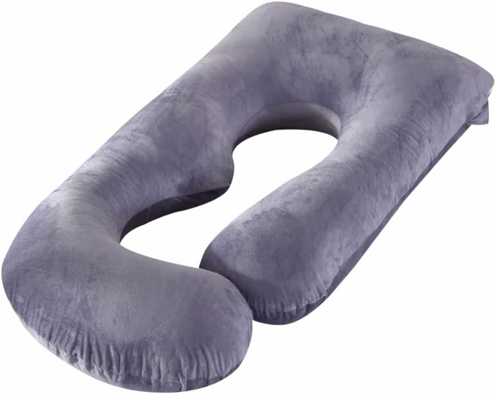 Almohadas de embarazo cómodas almohadas de embarazo para dormir con funda de terciopelo extraíble en forma de U almohada de maternidad para apoyo de