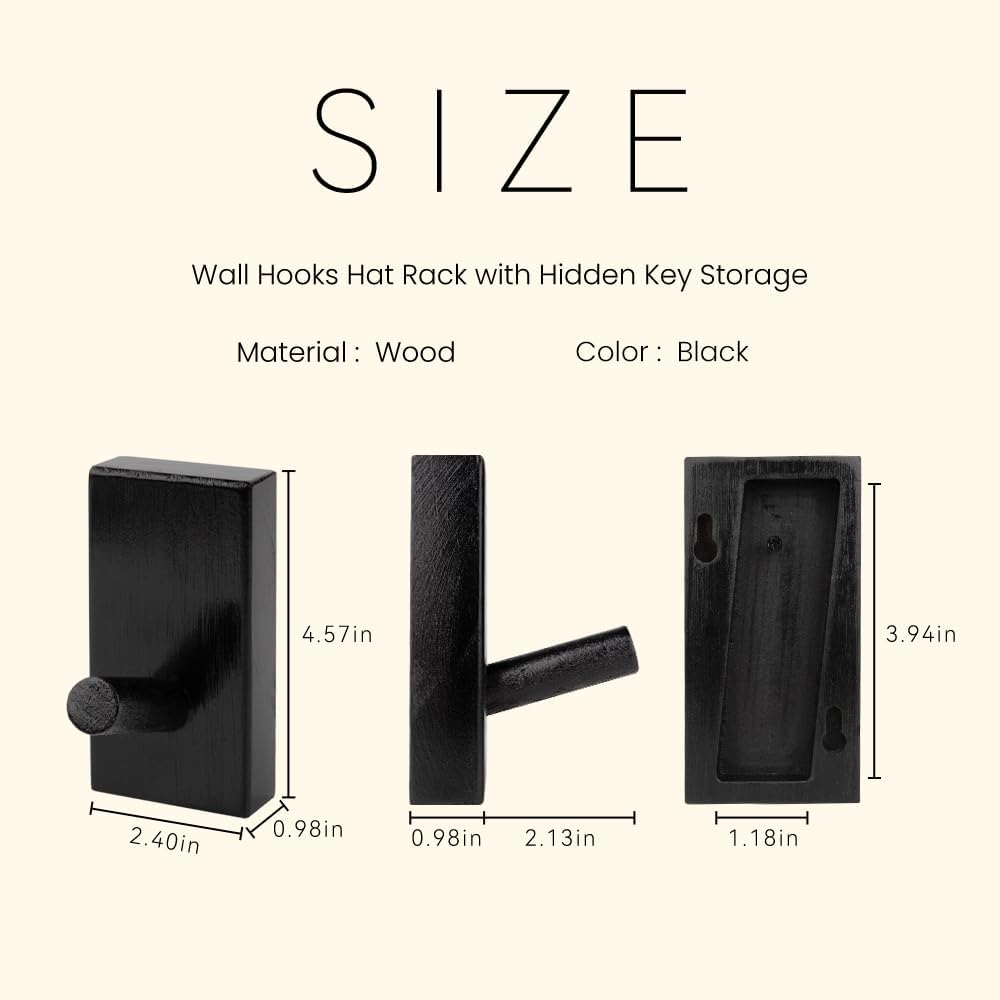 Ganchos de pared para sombreros con almacenamiento oculto para llaves, ganchos decorativos, organizador individual para sombreros, toallero con