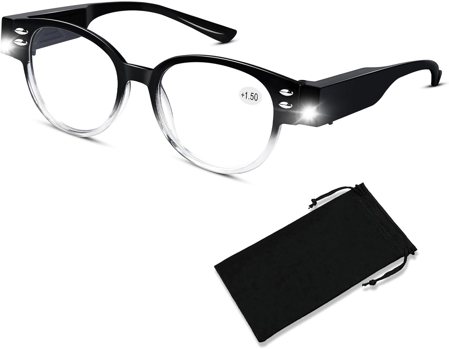 Gafas de lectura con luces LED brillantes para lectura con lupa para leer a la moda, bloqueo de luz azul, lupa, lector nocturno, mujeres y hombres,