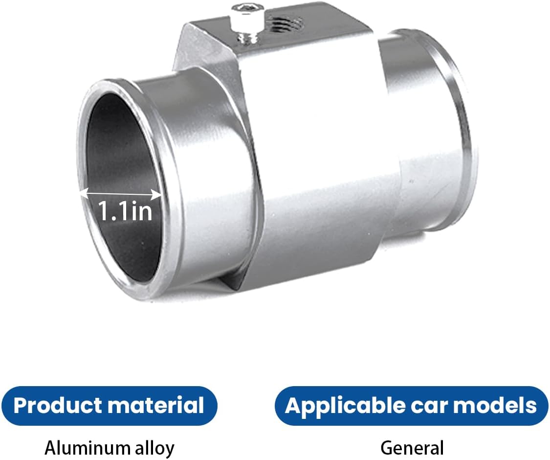 Tubo de junta de temperatura del agua, adaptador de sensor de temperatura del agua de aleación de aluminio para automóvil, 1.102-1.575 in,