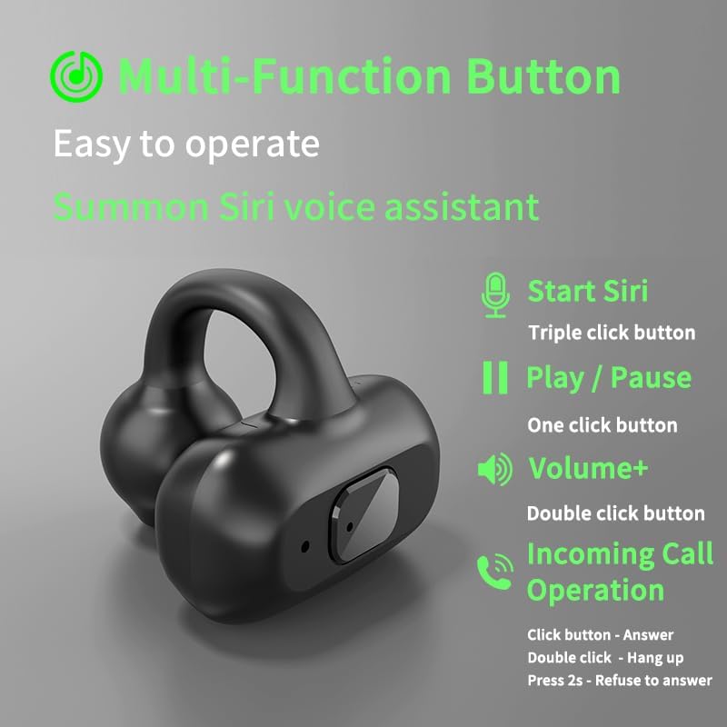 Auriculares abiertos con clip para la oreja, Bluetooth con clip para la oreja, para entrenamiento, ciclismo, correr, deportes, escuchar una novela