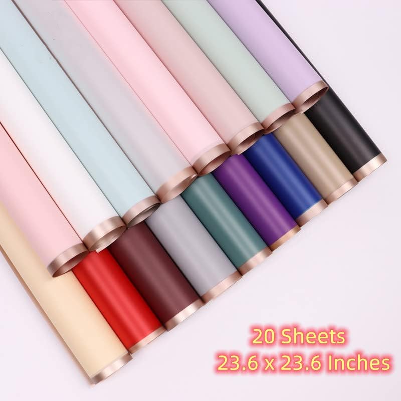 20 hojas de papel de regalo de flores impermeables de 23.6 x 23.6 pulgadas, papel de regalo floral impermeable para envolver flores frescas,