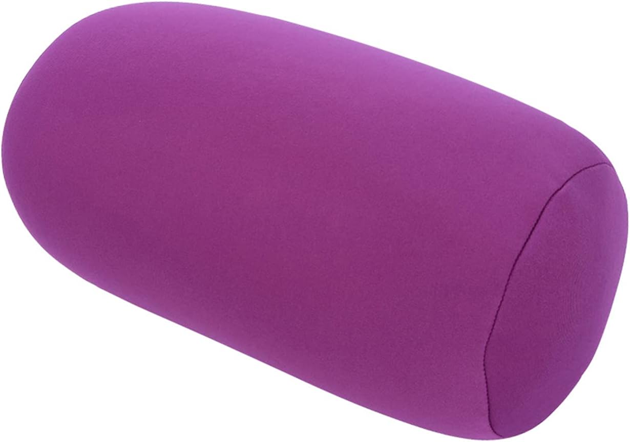 Keenso Rollo de soporte cervical,Mini rollo de cuello redondo,Almohada suave de microperlas para soporte de columna vertebral y cuello,Relleno