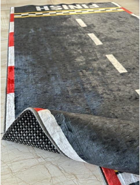 Alfombra de pista de carreras, alfombra para habitación infantil RugRoB1318.0 1.3 x 3 pies Mat15.7×37.4 in